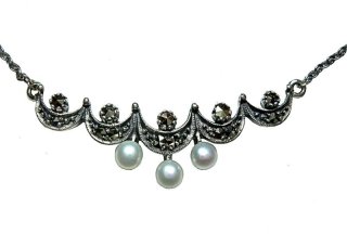 Pforzheimer Jugendstil Diadem Collier mit Saatperlen