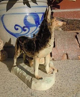 Porzellan Figurine Schferhunde 30er Jahre