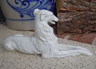 Porzellan Figur von Herend Weiporzellan Windhund Barsoi
