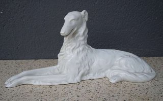 Porzellan Figur von Herend Weiporzellan Windhund Barsoi