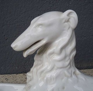 Porzellan Figur von Herend Weiporzellan Windhund Barsoi