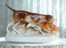 Royal Dux Porzellanfigur Jagdhunde – Handbemalte...