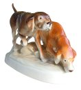 Royal Dux Porzellanfigur Jagdhunde – Handbemalte Tierfigur aus Czechoslovakia, 32 cm