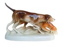 Royal Dux Porzellanfigur Jagdhunde – Handbemalte Tierfigur aus Czechoslovakia, 32 cm