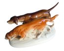 Royal Dux Porzellanfigur Jagdhunde – Handbemalte Tierfigur aus Czechoslovakia, 32 cm