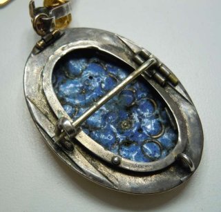 Biedermeier Blten Brosche / Anhnger um 1840 an schwerer 333 Goldkette