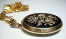 Biedermeier Blüten Brosche / Anhänger um 1840 an schwerer 333 Goldkette