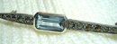 925 Silber ART DECO Aquamarin Stab Brosche / Krawattennadel mit Markasiten
