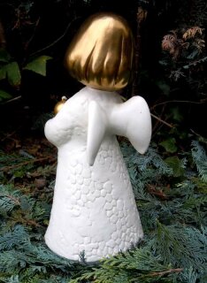 Großer Goebel Engel Kerzenleuchter 30 cm weiß/gold