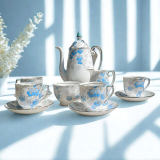 Art déco Roslyn Mokka-Service aus Bone China – ca. 1935