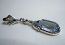 925 Silber ART DECO Collier mit Aquamarin