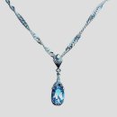 Art-Deco Aquamarin Anhänger aus 925 Silber mit Singapurkette – exklusiver Edelsteinschmuck