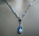 Art-Deco Aquamarin Anhänger aus 925 Silber mit Singapurkette – exklusiver Edelsteinschmuck
