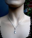 925 Silber ART DECO Collier mit Aquamarin 45 cm