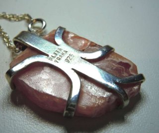 Rhodochrosit Anhnger, 925er Silber, Edelsteinanhnger in rosa Argentinien