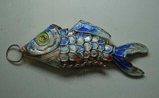 Wackelfisch Gliederfisch Cloisonné Emaille-Arbeit aus China.30er Jahre
