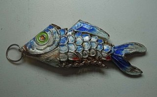 Wackelfisch Gliederfisch Cloisonn Emaille-Arbeit aus China.30er Jahre