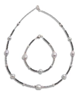 Set Perlen und Hämatit Collier und Armband