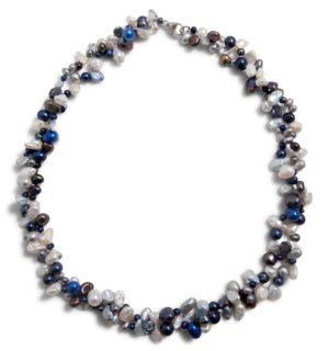 Vario Keshi Perlen Collier Blaumix mit 925 Silberschließe