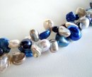 Vario Keshi Perlen Collier Blaumix mit 925...