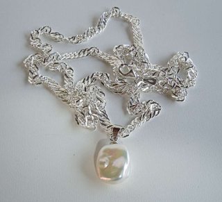 Keshi Perlenanhnger an 925 Silber Singarpurkette 45 oder 60 cm