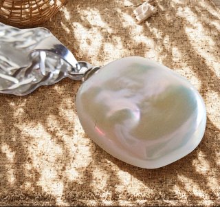 Keshi Perlenanhänger mit 925 Silber Singapur-Kette – Naturweiß AAAA, Handarbeit