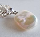 Keshi Perlenanhänger mit 925 Silber Singapur-Kette – Naturweiß AAAA, Handarbeit