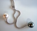 Sehr edle Tahiti Perlen an 925 Silber Kette verstellbar