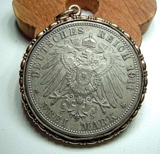 Anhnger Goldgefate Silbermnze Wilhelm II und Charlotte von Wrttemberg 1886 -1911