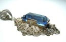 Vintage 800 Silber Anhänger mit Blautopas Filigranschmuck an Kette um 1935