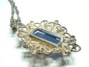 Vintage 800 Silber Anhänger mit Blautopas Filigranschmuck an Kette um 1935