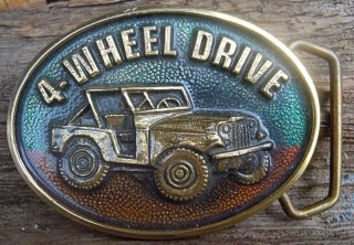 Vintage Buckle Gürtelschnalle aus den 80er  BTS 4-Wheel Drive (Jeep) USA