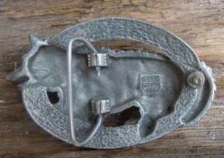 Vintage Buckle Grtelschnalle Indianermotiv Wolf Trkis Koralle USA 1996
