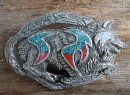 Vintage Buckle Gürtelschnalle Indianermotiv Wolf...