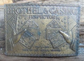 Vintage Buckle Gürtelschnalle Brothel & Casino Inspector