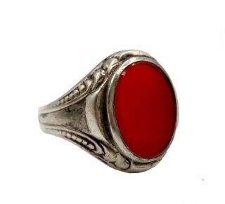 835 Silber Ring mit rotem Karneol aus den 40er Jahren RG 65