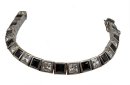 Elegantes Vintage 925 Silber Armband von 1950 – Onyx & Bergkristall im klassischen Eternity Design