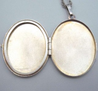 835 Silber Medaillon Foto Anhnger an Kette - 30er Jahre Pforzheim