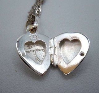 925 Silber Medaillon Miniatur Foto Anhnger  in Herzform an Kette