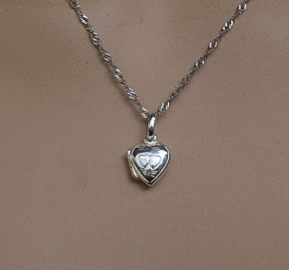 925 Silber Medaillon Miniatur Foto Anhnger  in Herzform an Kette