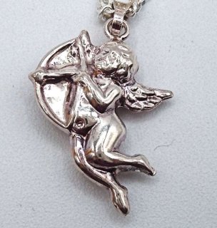 Wunderschner 925 Silber Amor Liebes Anhnger mit 925 Silber Panzerkette