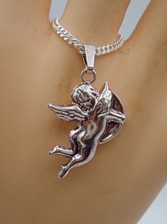 Wunderschner 925 Silber Amor Liebes Anhnger mit 925 Silber Panzerkette