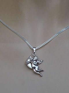 Wunderschner 925 Silber Amor Liebes Anhnger mit 925 Silber Panzerkette