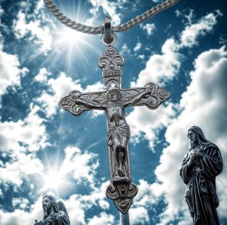 Exklusives 925 Designer Silberkreuz mit Jesus – Handgefertigter Anhänger inkl. 60 cm Silberkette