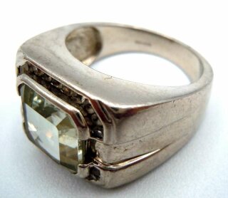 925 Silber Ring mit grünem Amethyst RG 62