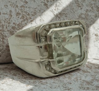 Vintage Mid-Century Silberring um 1950 – Eleganter Ring mit hellgrünem Amethyst