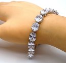 Wunderschönes 925 Silber Armband mit 17 ovalen Kristallen – Vintage Schmuck mit brillantem Funkeln