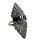 Noblesse Silber Jugendstil Navette Ring mit Markasit + Onyx RG54