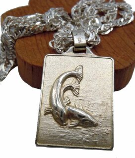 Vintage 925 Silber Sternzeichen Fische Anhänger mit 925 Silber Singarpurkette