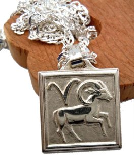 Vintage 925 Silber Sternzeichen Steinbock Anhnger mit 925 Silber Singarpurkette